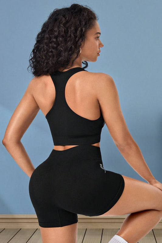 Cropped Sports Tank and Shorts Set - SKIP - She Keeps It Peachy