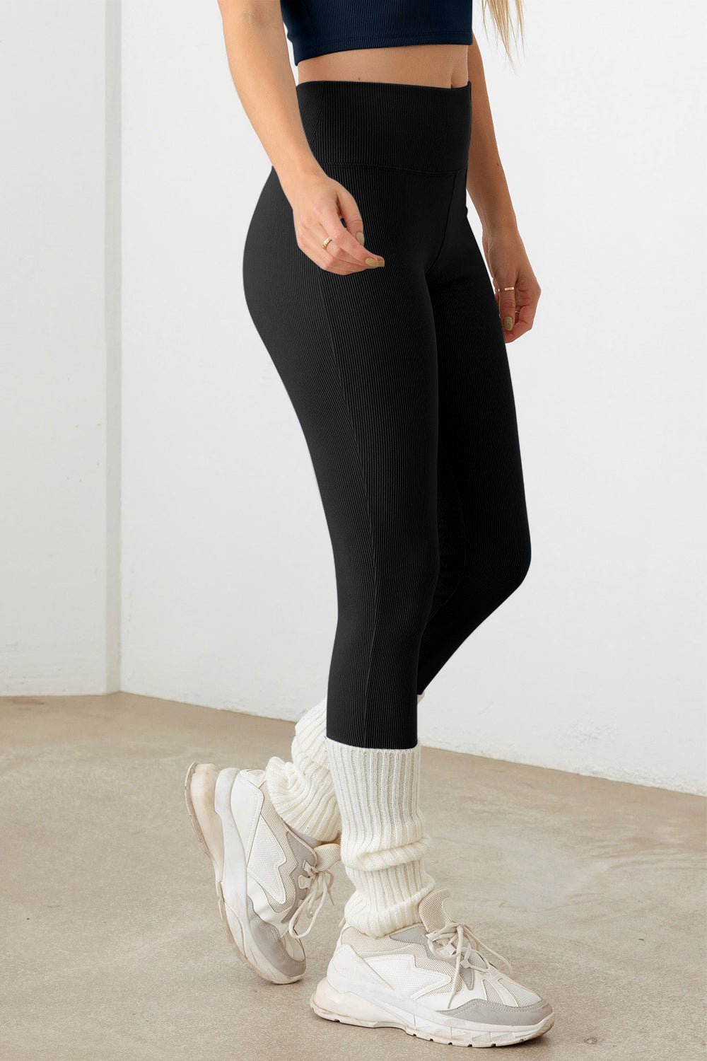 Ribbed Crop Cami and High Waist Brushed Leggings Set - SKIP - She Keeps It Peachy