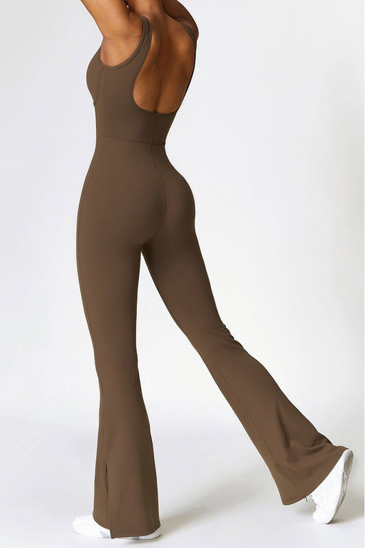 Sleeveless Bootcut Slit Bodysuit - SKIP - She Keeps It Peachy