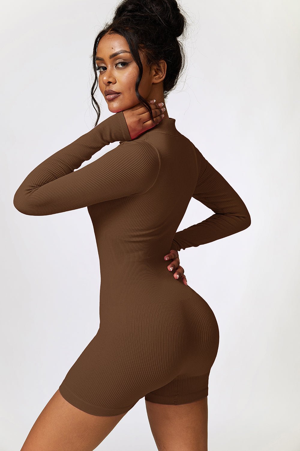 Half Zip Long Sleeve Romper - SKIP - She Keeps It Peachy