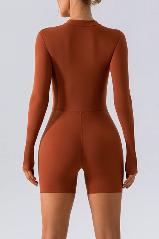Half Zip Long Sleeve Romper - SKIP - She Keeps It Peachy