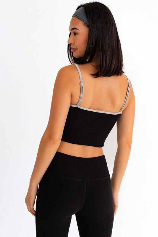 Ribbed Crop Cami and High Waist Brushed Leggings Set - SKIP - She Keeps It Peachy