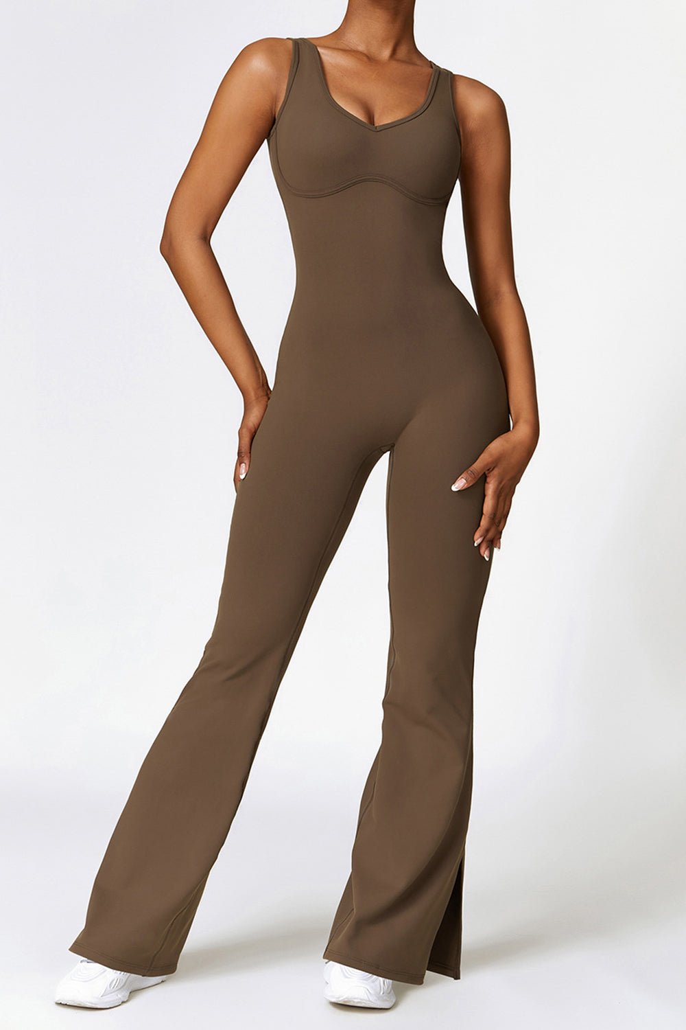 Sleeveless Bootcut Slit Bodysuit - SKIP - She Keeps It Peachy