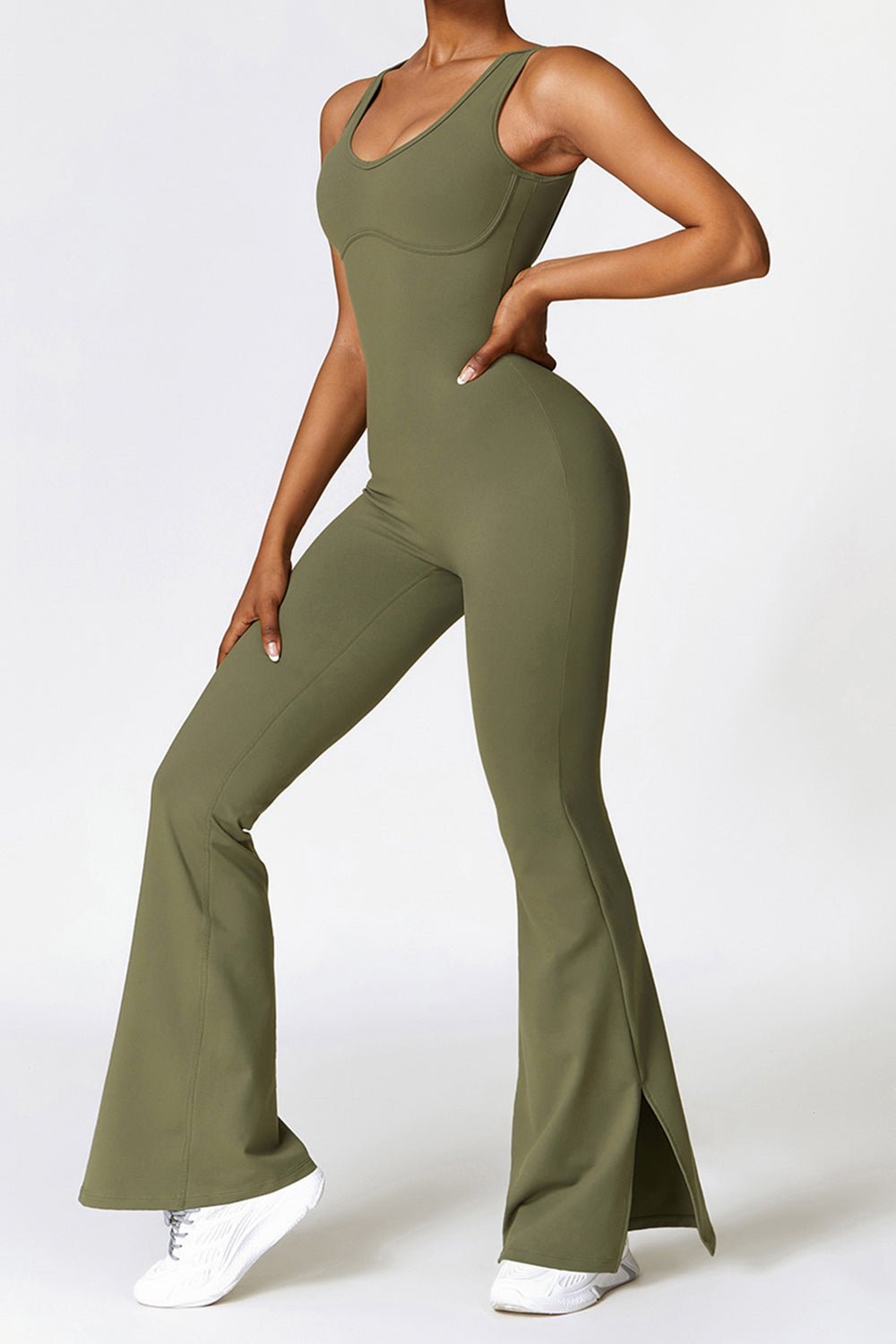 Sleeveless Bootcut Slit Bodysuit - SKIP - She Keeps It Peachy