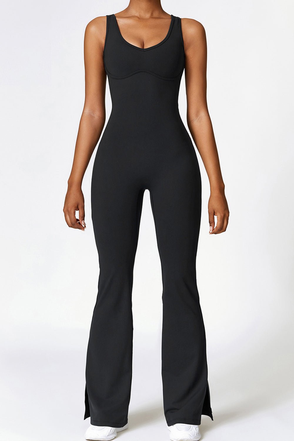 Sleeveless Bootcut Slit Bodysuit - SKIP - She Keeps It Peachy