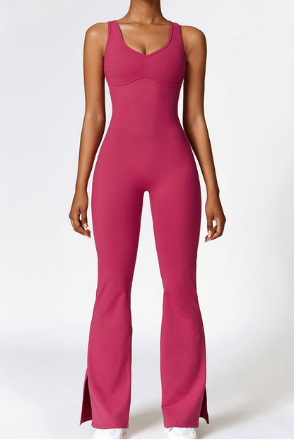 Sleeveless Bootcut Slit Bodysuit - SKIP - She Keeps It Peachy