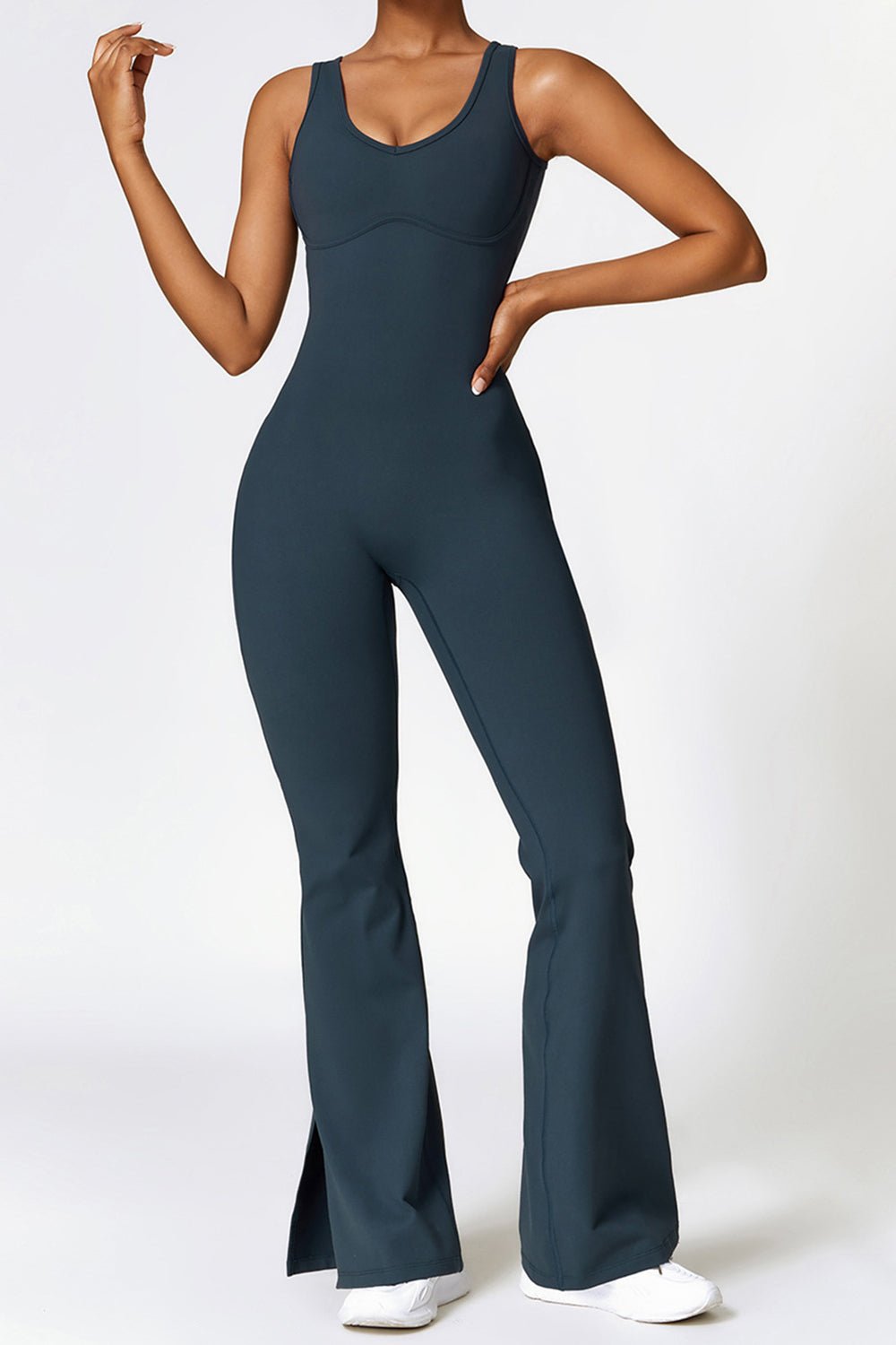 Sleeveless Bootcut Slit Bodysuit - SKIP - She Keeps It Peachy