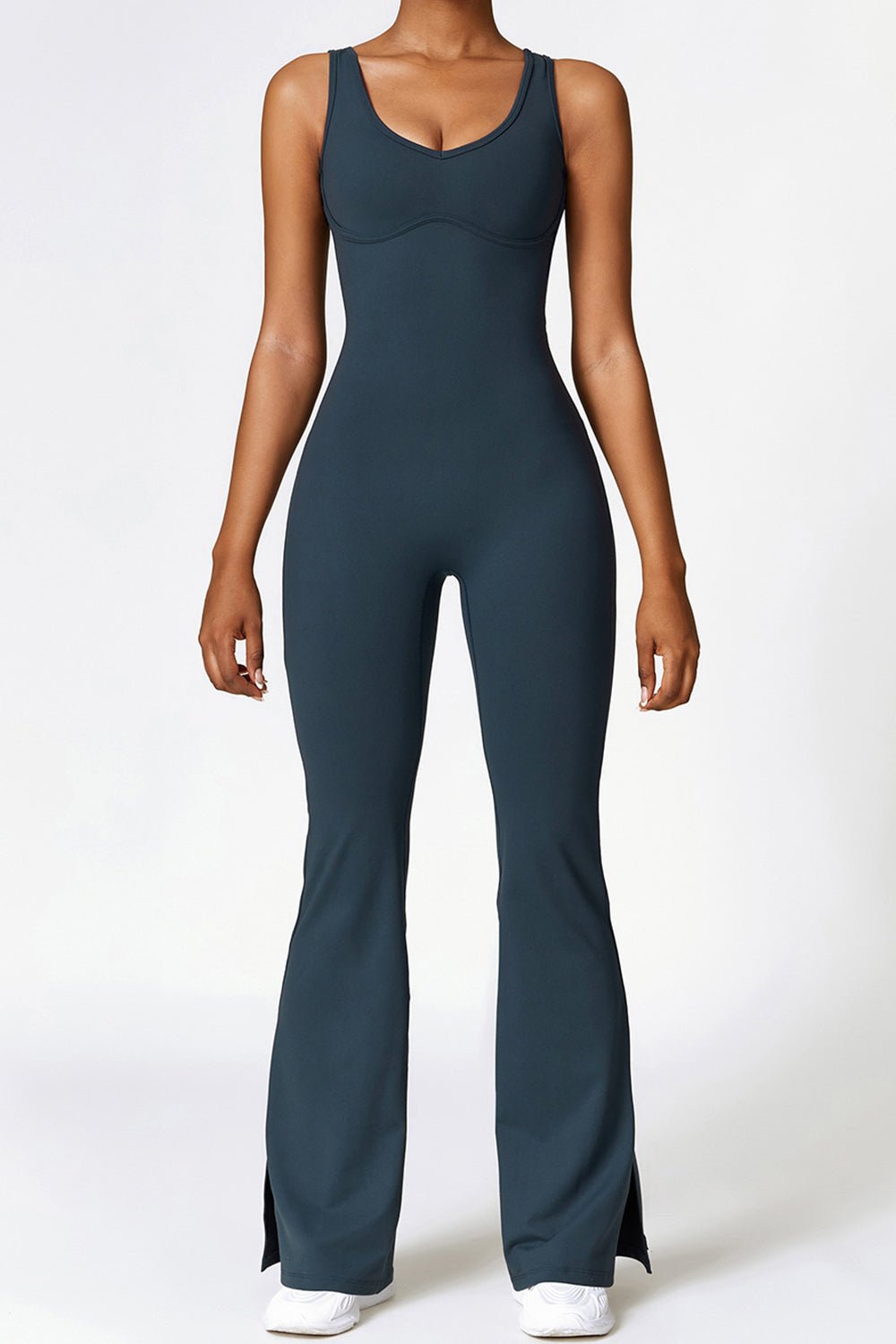 Sleeveless Bootcut Slit Bodysuit - SKIP - She Keeps It Peachy