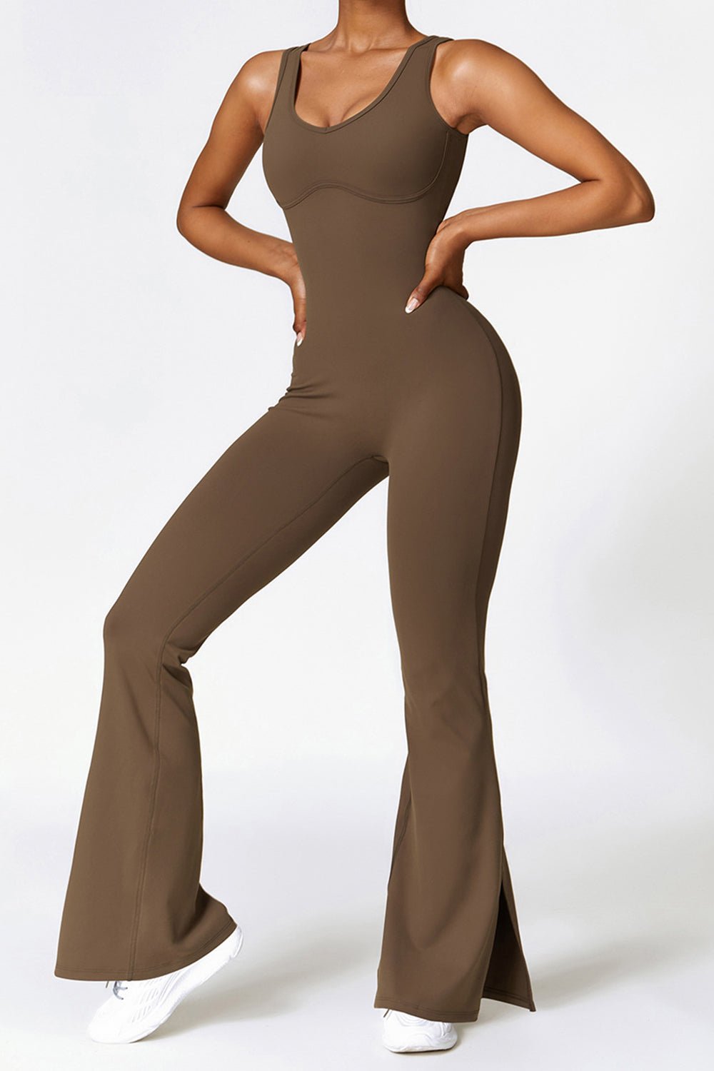 Sleeveless Bootcut Slit Bodysuit - SKIP - She Keeps It Peachy