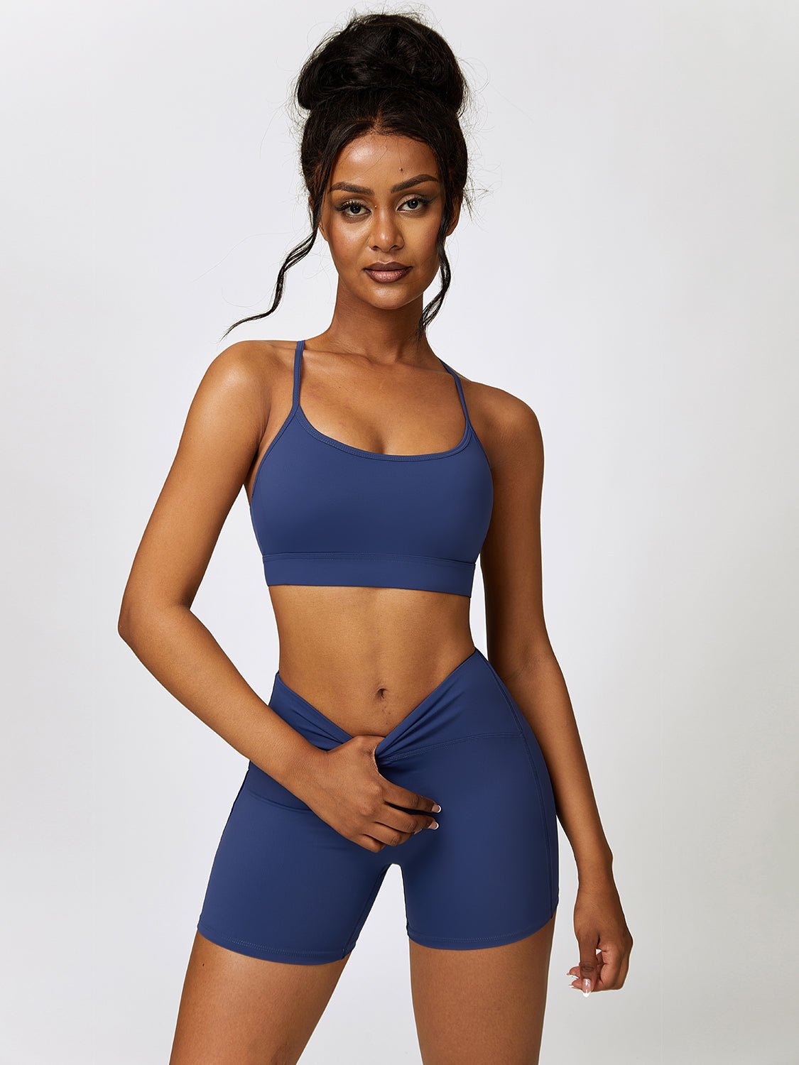 Sports Bra and Wide Waistband Shorts Set - SKIP - She Keeps It Peachy