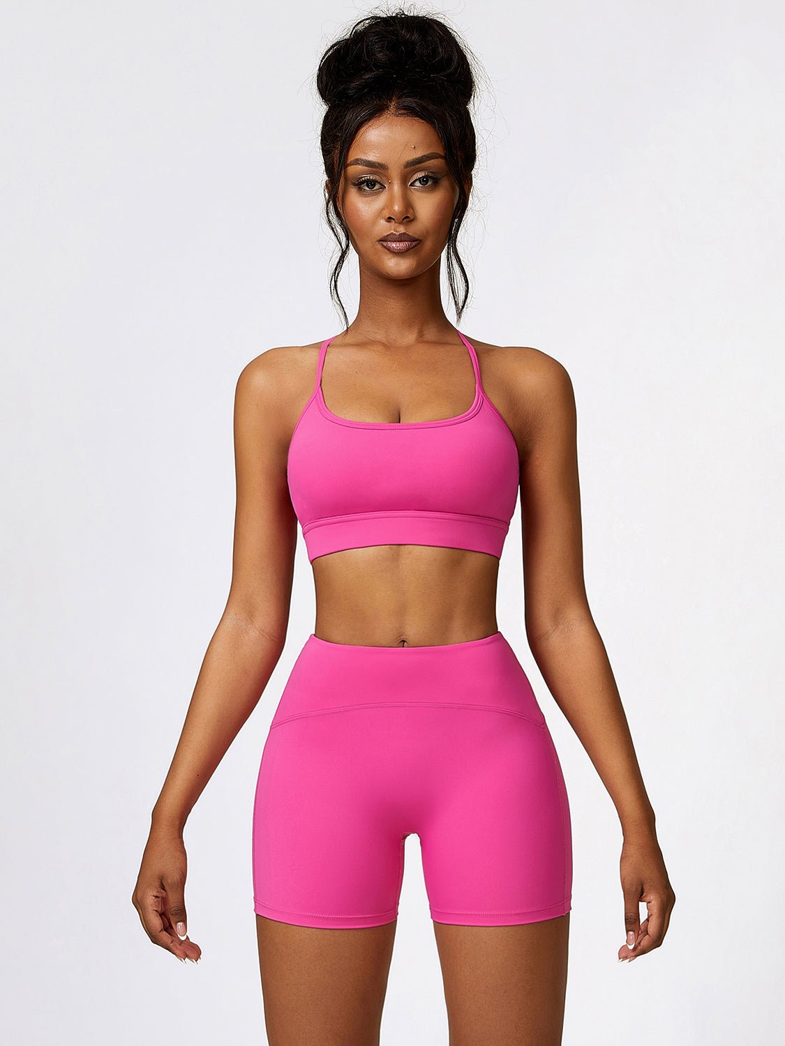 Sports Bra and Wide Waistband Shorts Set - SKIP - She Keeps It Peachy