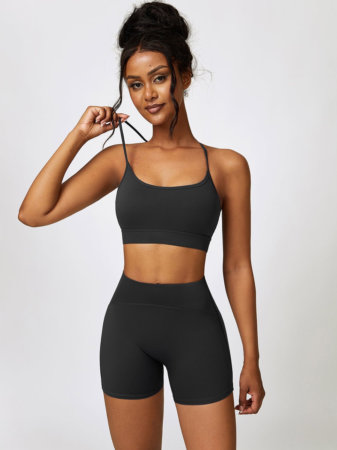Sports Bra and Wide Waistband Shorts Set - SKIP - She Keeps It Peachy