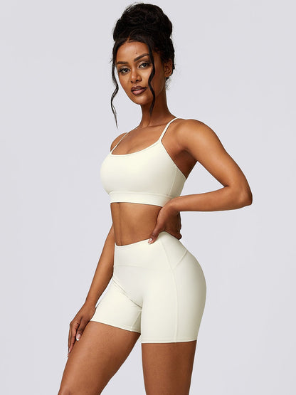 Sports Bra and Wide Waistband Shorts Set - SKIP - She Keeps It Peachy
