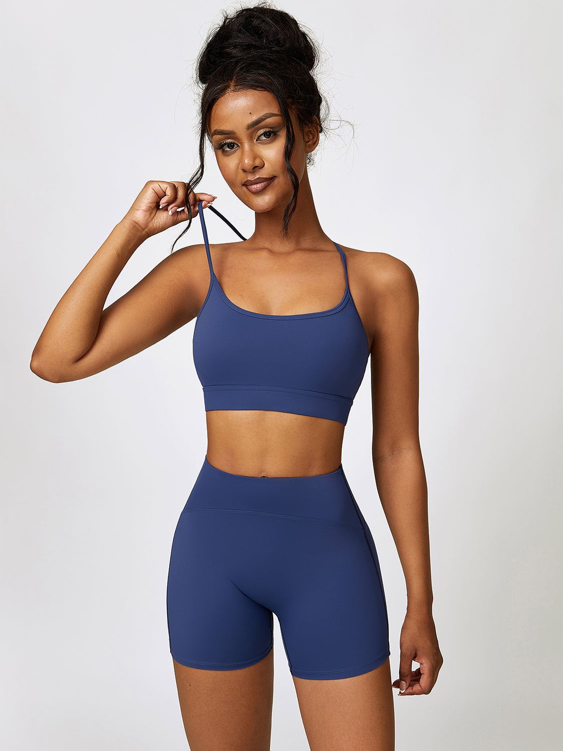 Sports Bra and Wide Waistband Shorts Set - SKIP - She Keeps It Peachy