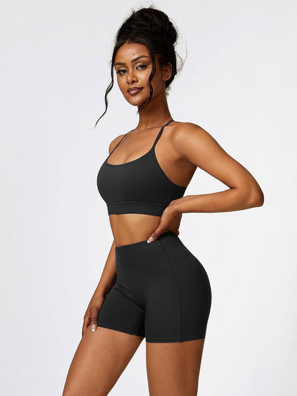 Sports Bra and Wide Waistband Shorts Set - SKIP - She Keeps It Peachy