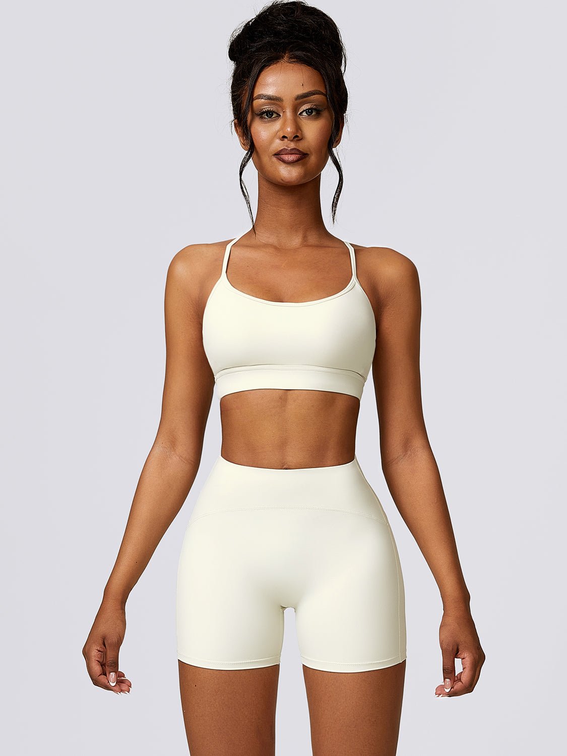 Sports Bra and Wide Waistband Shorts Set - SKIP - She Keeps It Peachy