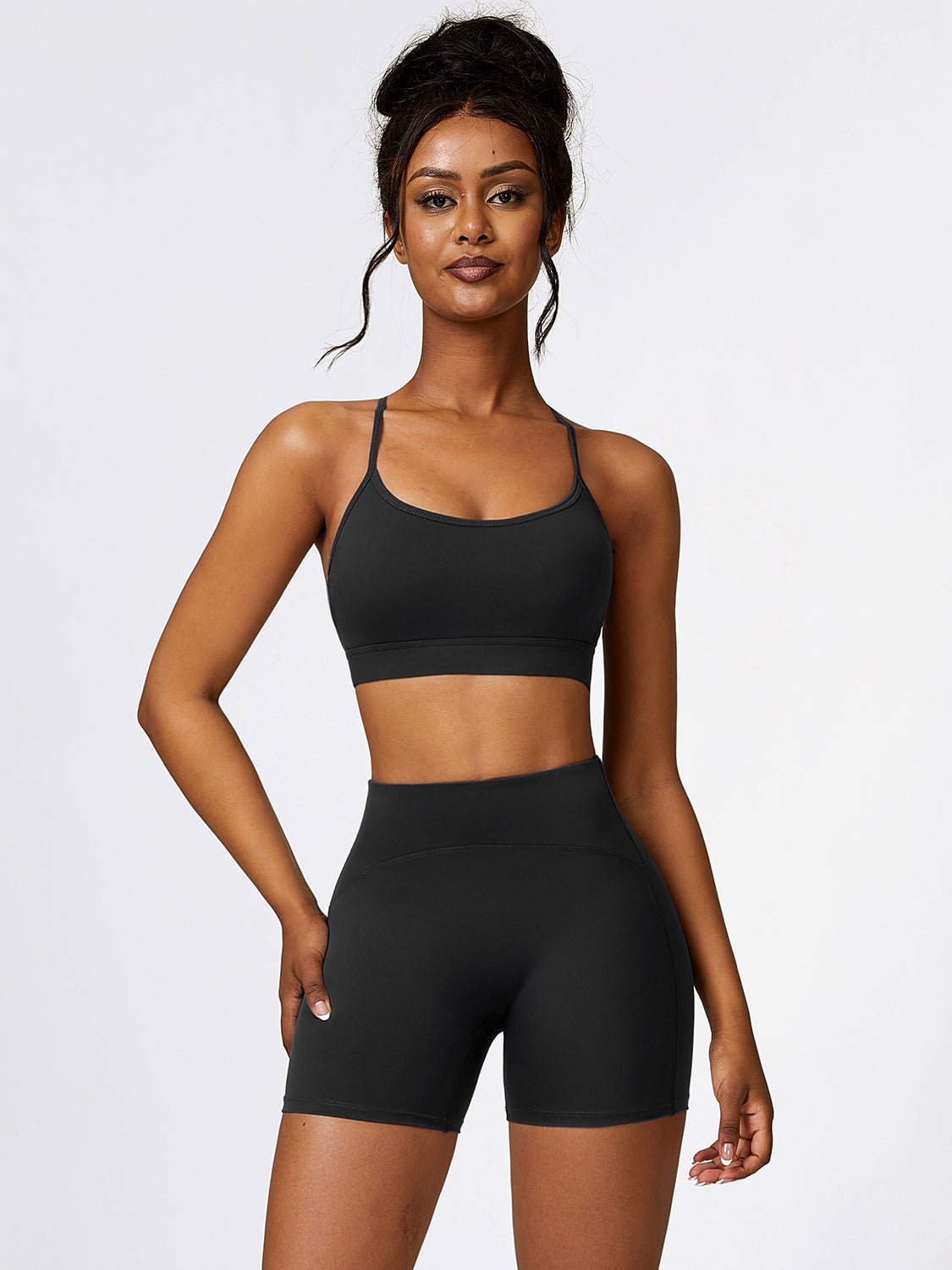 Sports Bra and Wide Waistband Shorts Set - SKIP - She Keeps It Peachy