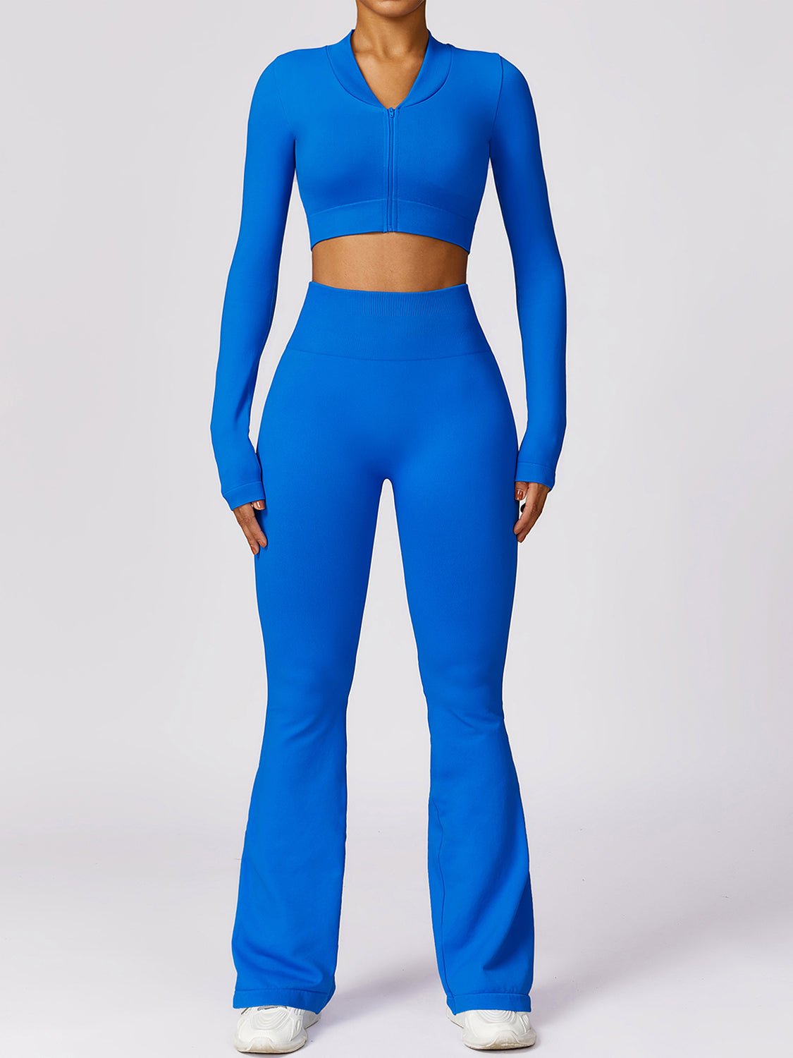 Zip Up Outerwear and High Waist Pants Set - SKIP - She Keeps It Peachy