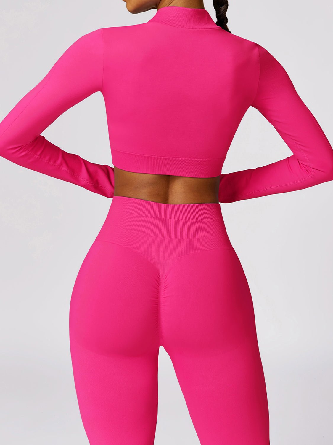 Zip Up Outerwear and High Waist Pants Set - SKIP - She Keeps It Peachy